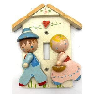 Irmi Vintage Wooden Light Switch Cover Nursery Baby Room Decor 1960s 4" x 5"